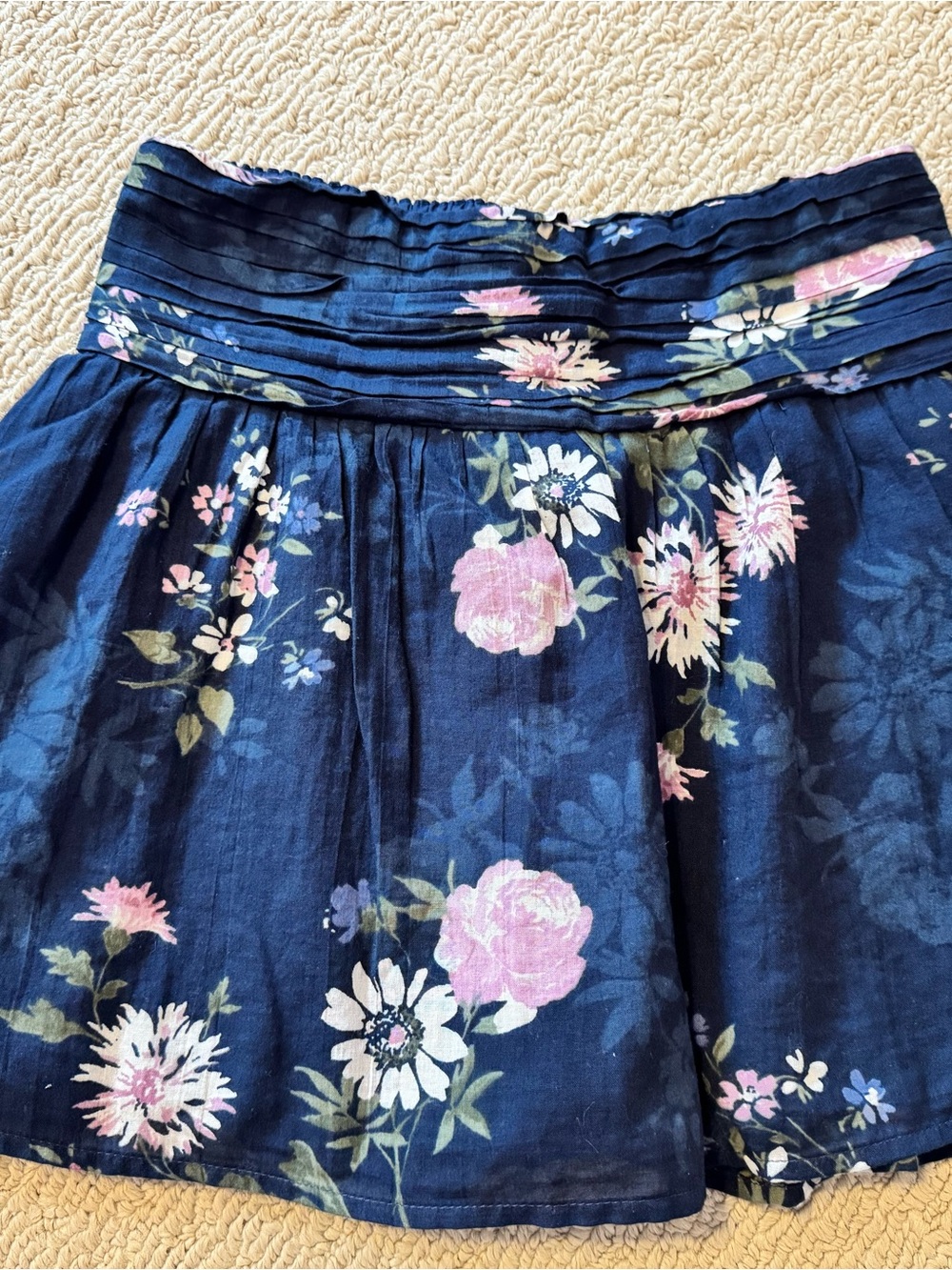 abercrombie kids Navy Floral Smocked Waist Skirt